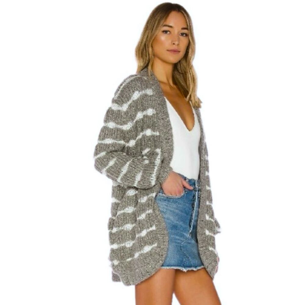 Tularosa Gray Carmine Chunky Knit Open Cardigan Sweater Jacket Lined M